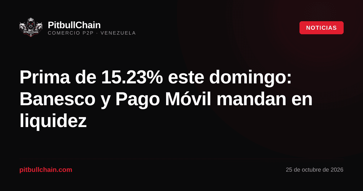 Prima de 15.23% este domingo: Banesco y Pago Móvil mandan en liquidez