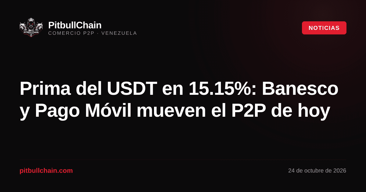 Prima del USDT en 15.15%: Banesco y Pago Móvil mueven el P2P de hoy