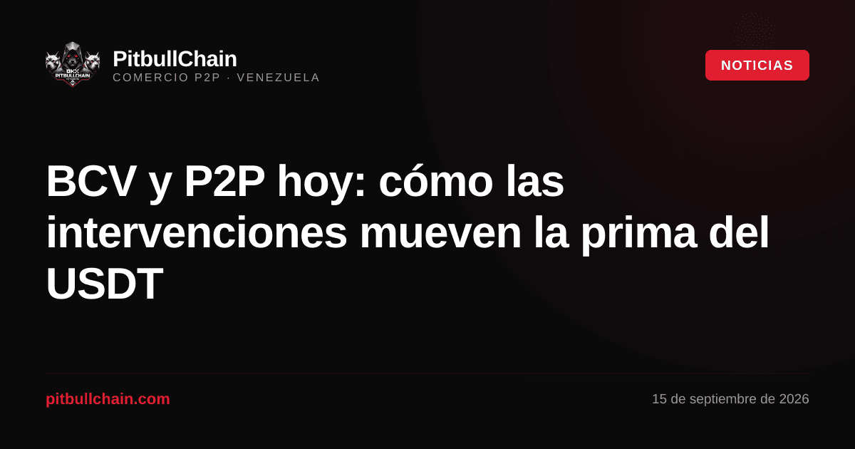 BCV y P2P hoy: cómo las intervenciones mueven la prima del USDT