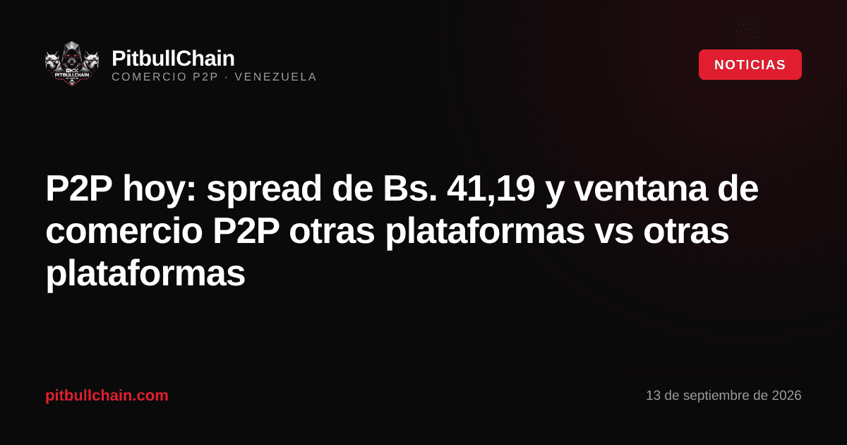 P2P hoy: spread de Bs. 41,19 y ventana de comercio P2P otras plataformas vs otras plataformas