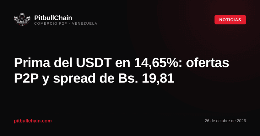 Prima del USDT en 14,65%: ofertas P2P y spread de Bs. 19,81