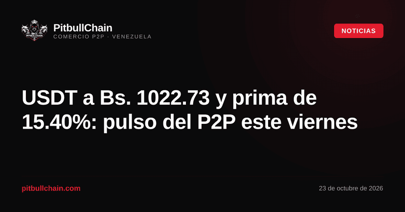 USDT a Bs. 1022.73 y prima de 15.40%: pulso del P2P este viernes
