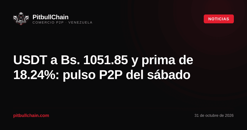 USDT a Bs. 1051.85 y prima de 18.24%: pulso P2P del sábado