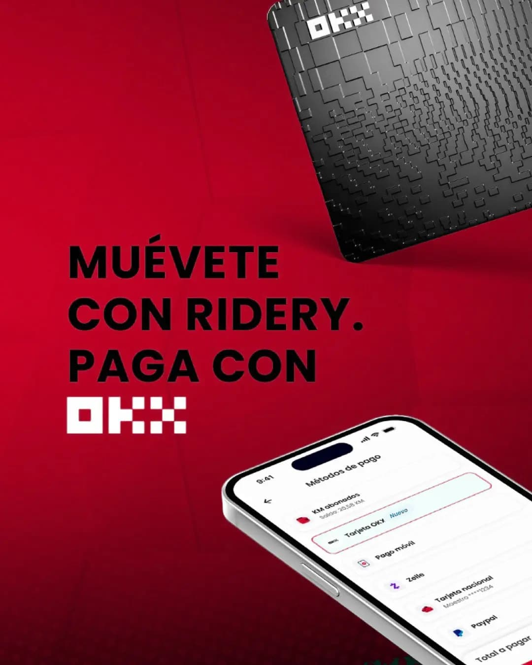 Muévete con Ridery, paga con OKX