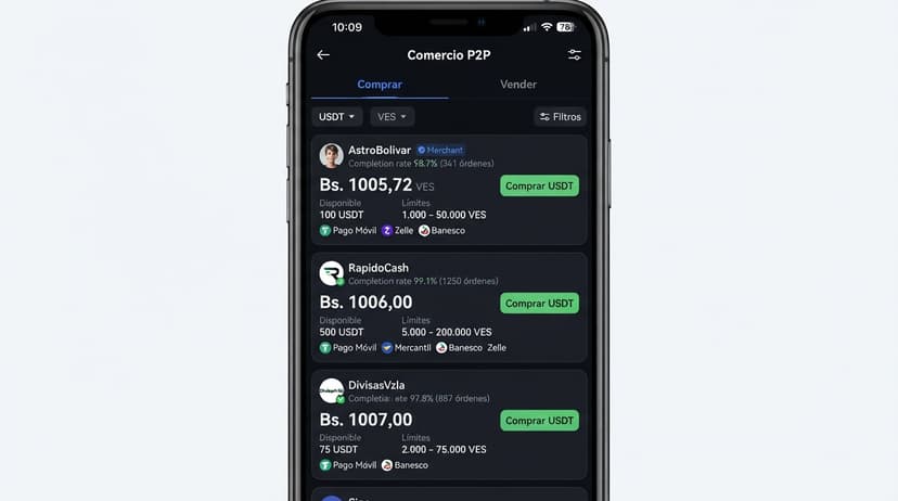Análisis USDT/VES: Prima de 11,94% frente al BCV y spread bancario ajustado