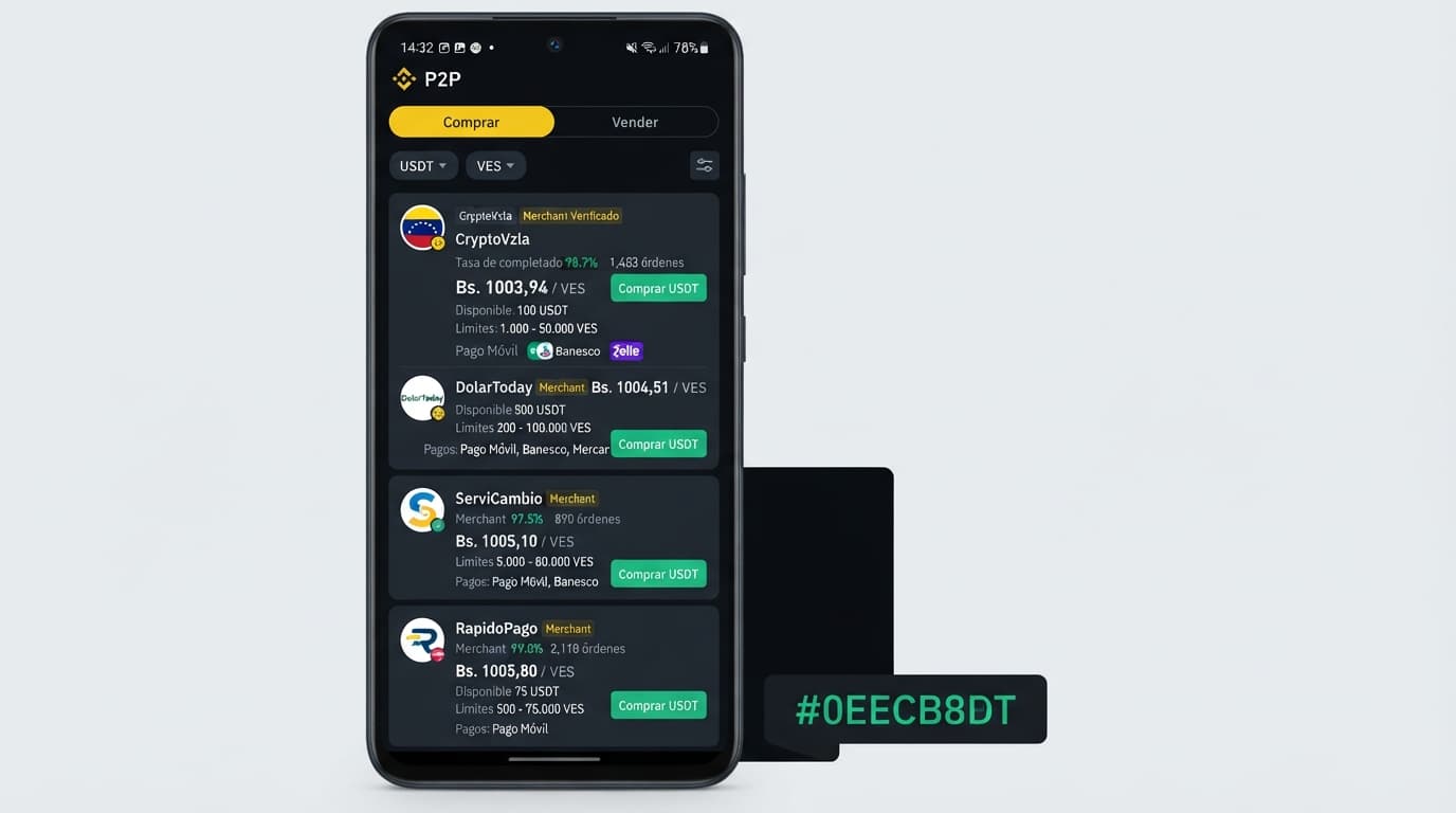 Análisis USDT/VES: Prima del 14,48% frente al BCV y spread P2P en 3,33%