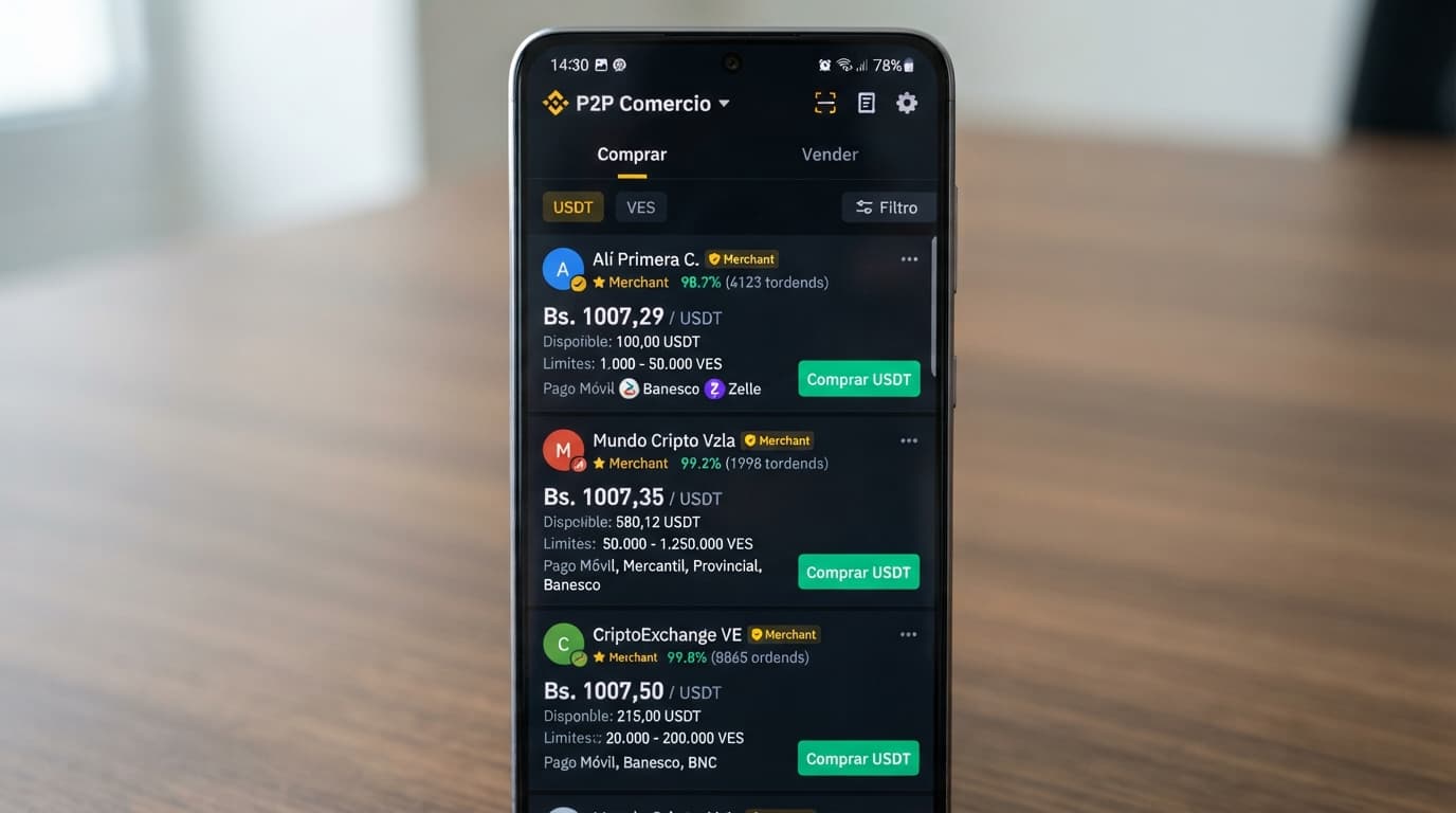 Análisis USDT/VES: Prima del 14.51% frente al BCV y spread P2P de 2.63%