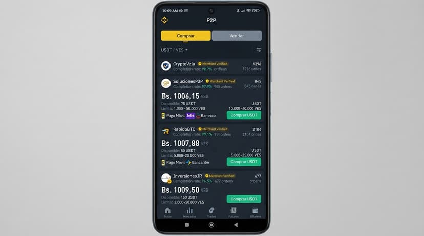 Análisis USDT/VES: Prima del 14.71% y spread de 3.80% en el P2P venezolano