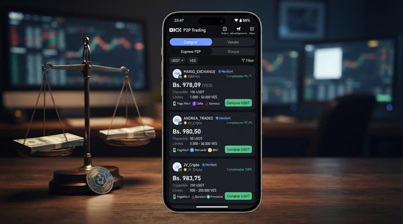 BCV 871,37 vs USDT P2P: prima de 14,37% y spread interno de 5,74%