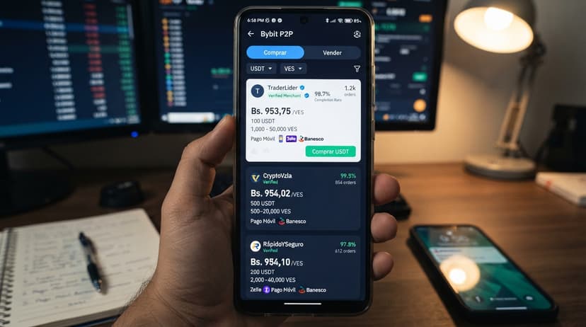 Binance vs Bybit P2P: el libro muestra 952,84 Bs en Bybit y 953,35 en Binance