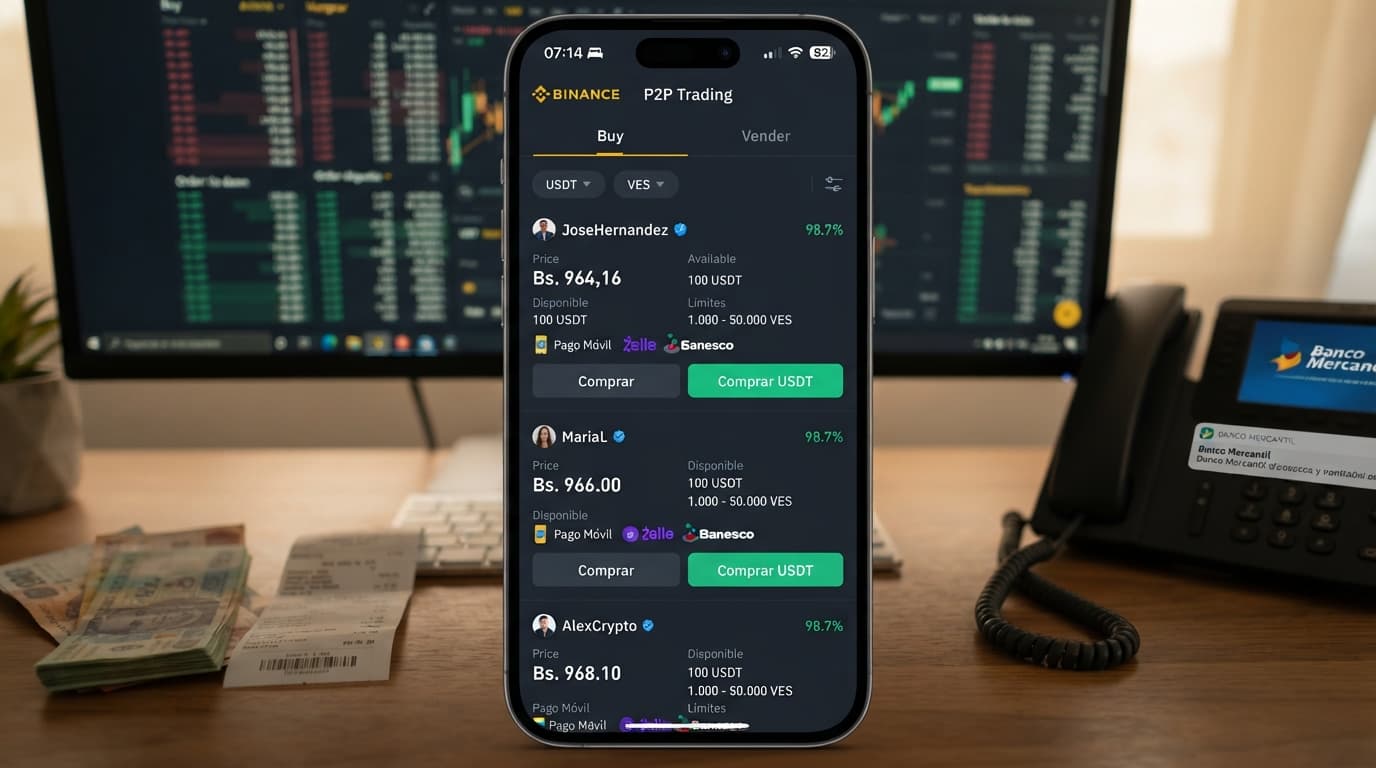 Binance vs Bybit P2P en bolívares: ask, bid y bancos hoy