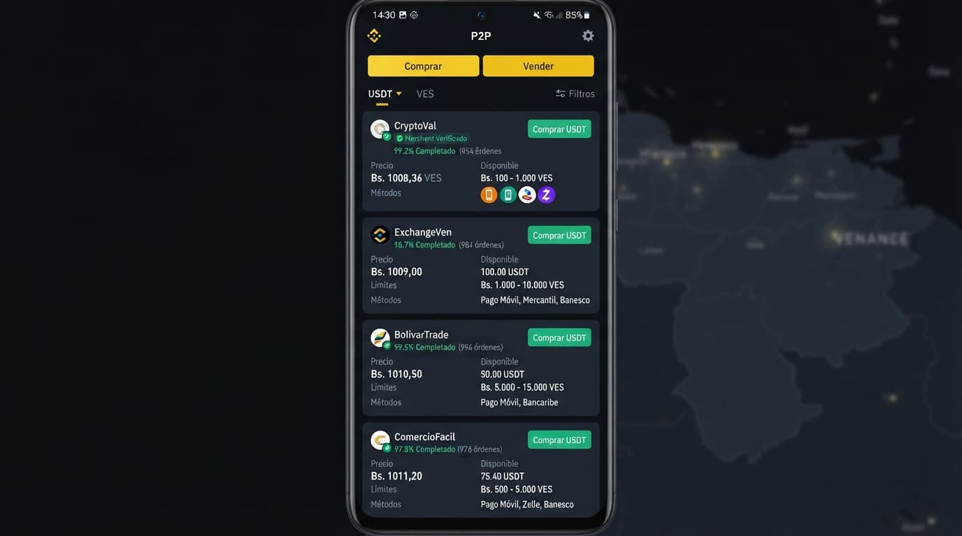 Binance y Bybit: 226 anuncios P2P en bolívares y brecha entre plataformas