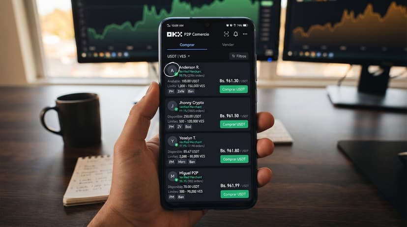 Binance y Bybit concentran el P2P de USDT en Venezuela: bid, ask y brecha