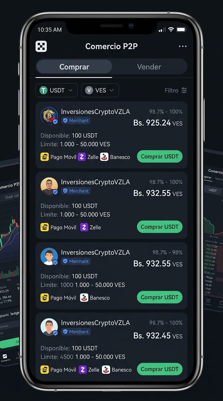 Brecha cambiaria de 23,2%: USDT P2P roza los 967 VES con spread del 10%