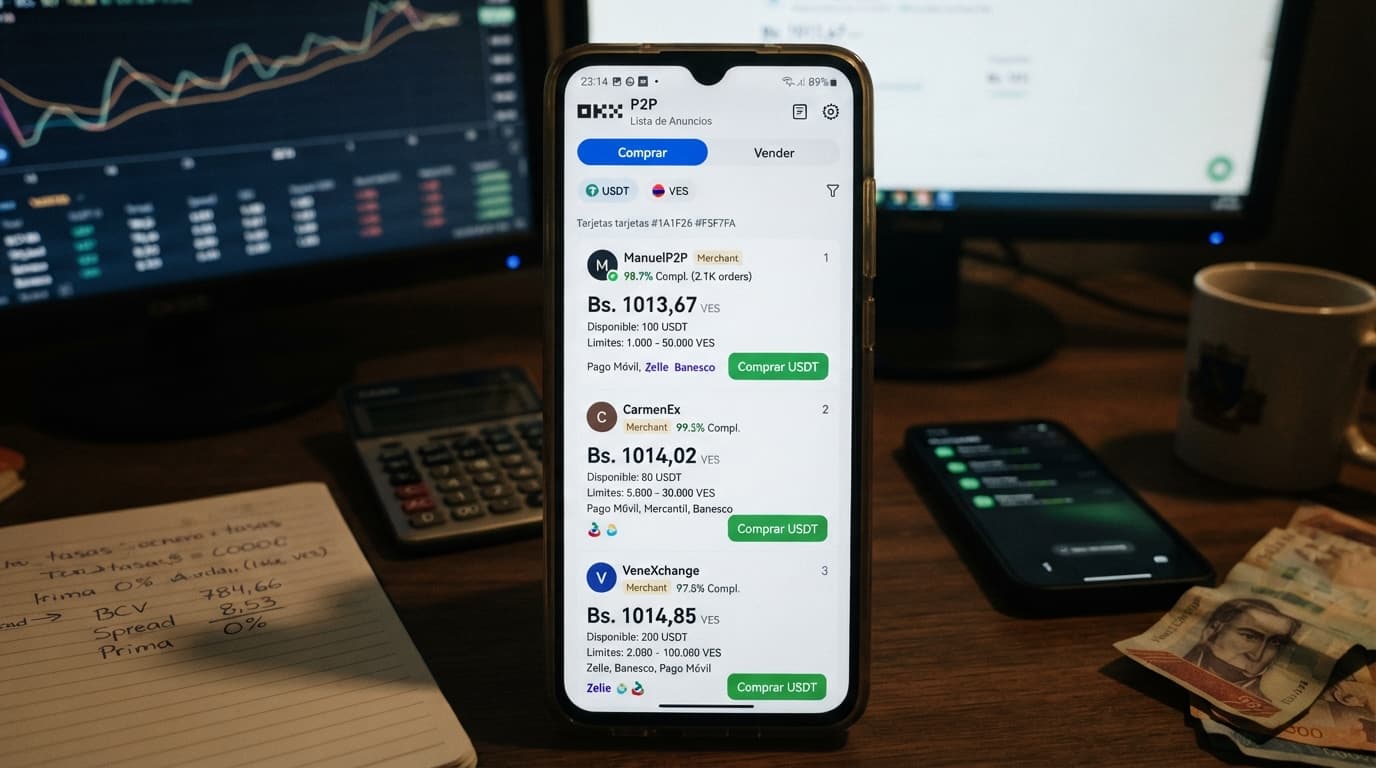 Brecha del USDT P2P: 5,64 % agregado frente a 0,42 % del order book