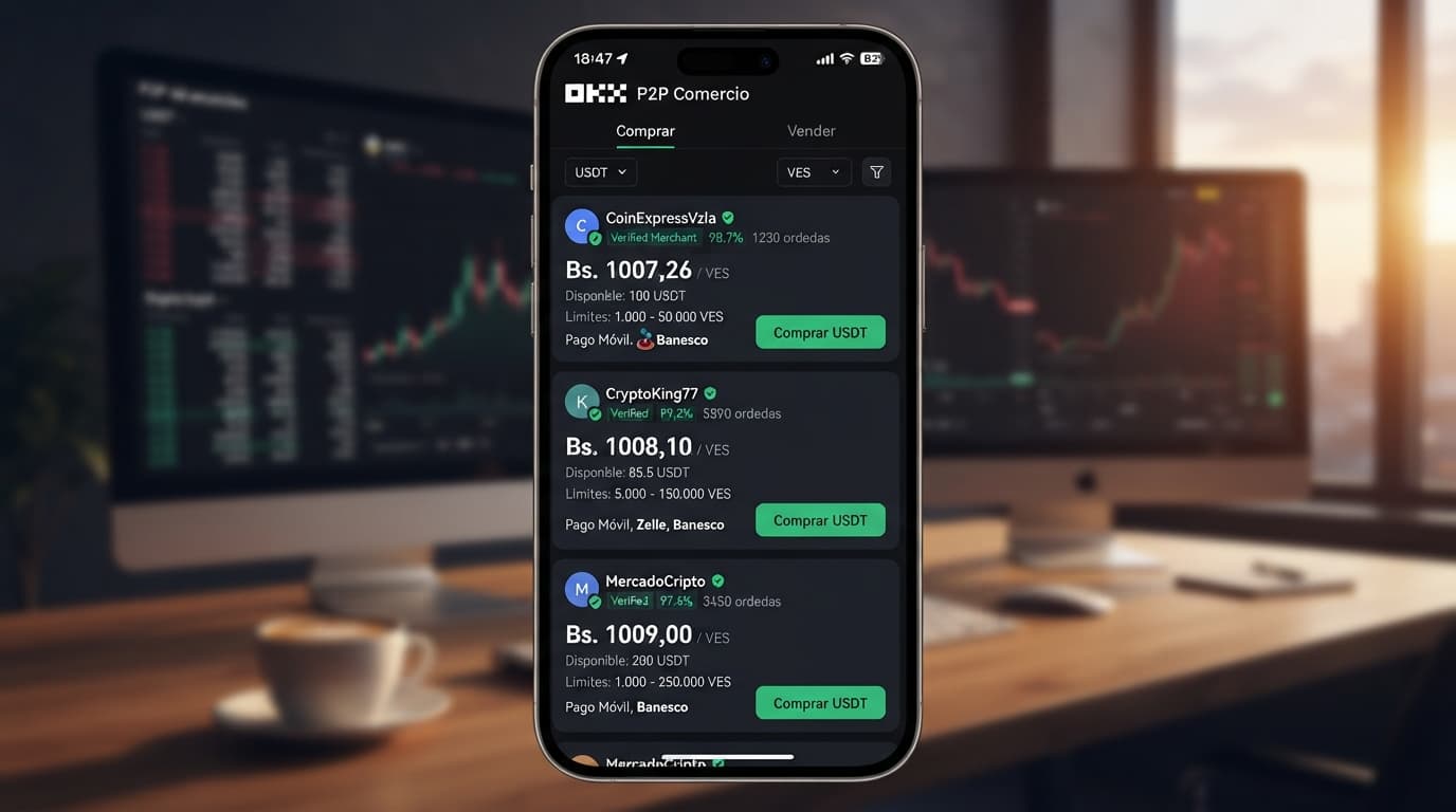Bybit vs OKX en Venezuela: brecha de 1,59% marca el comercio P2P de USDT