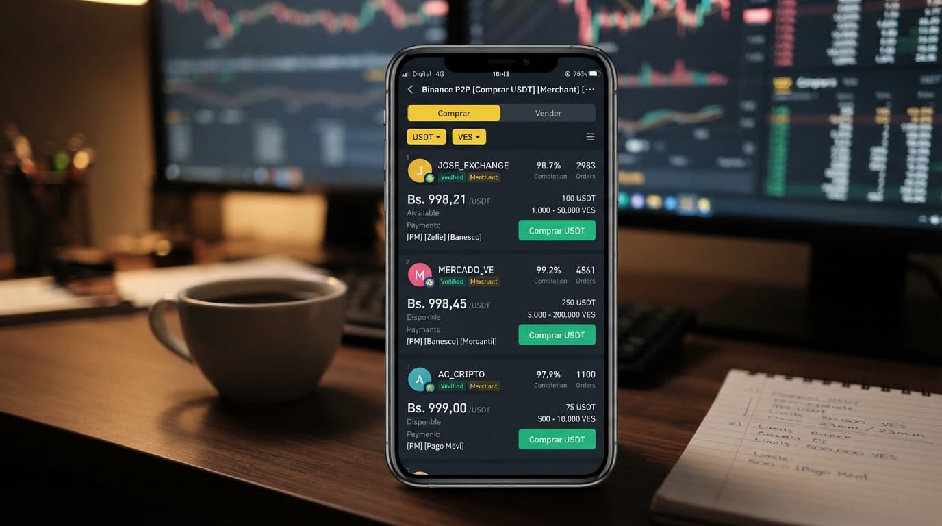Comercio P2P en Venezuela: diferencias de 5% entre exchanges y prima BCV