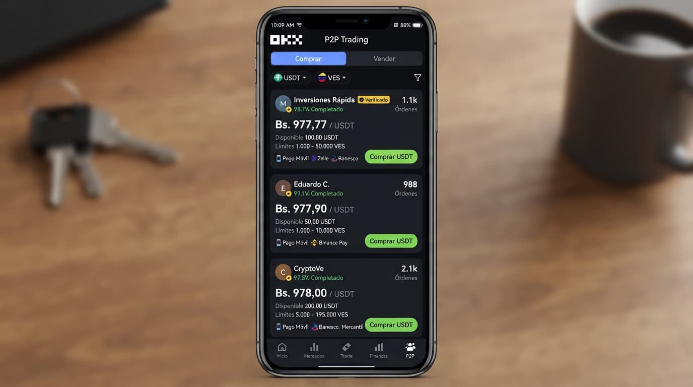 Cómo comprar USDT P2P en Venezuela: spread 5,6% y semáforo amarillo