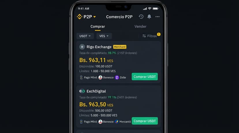 Desequilibrio comprador: 90% de la profundidad P2P de USDT/VES es de compra