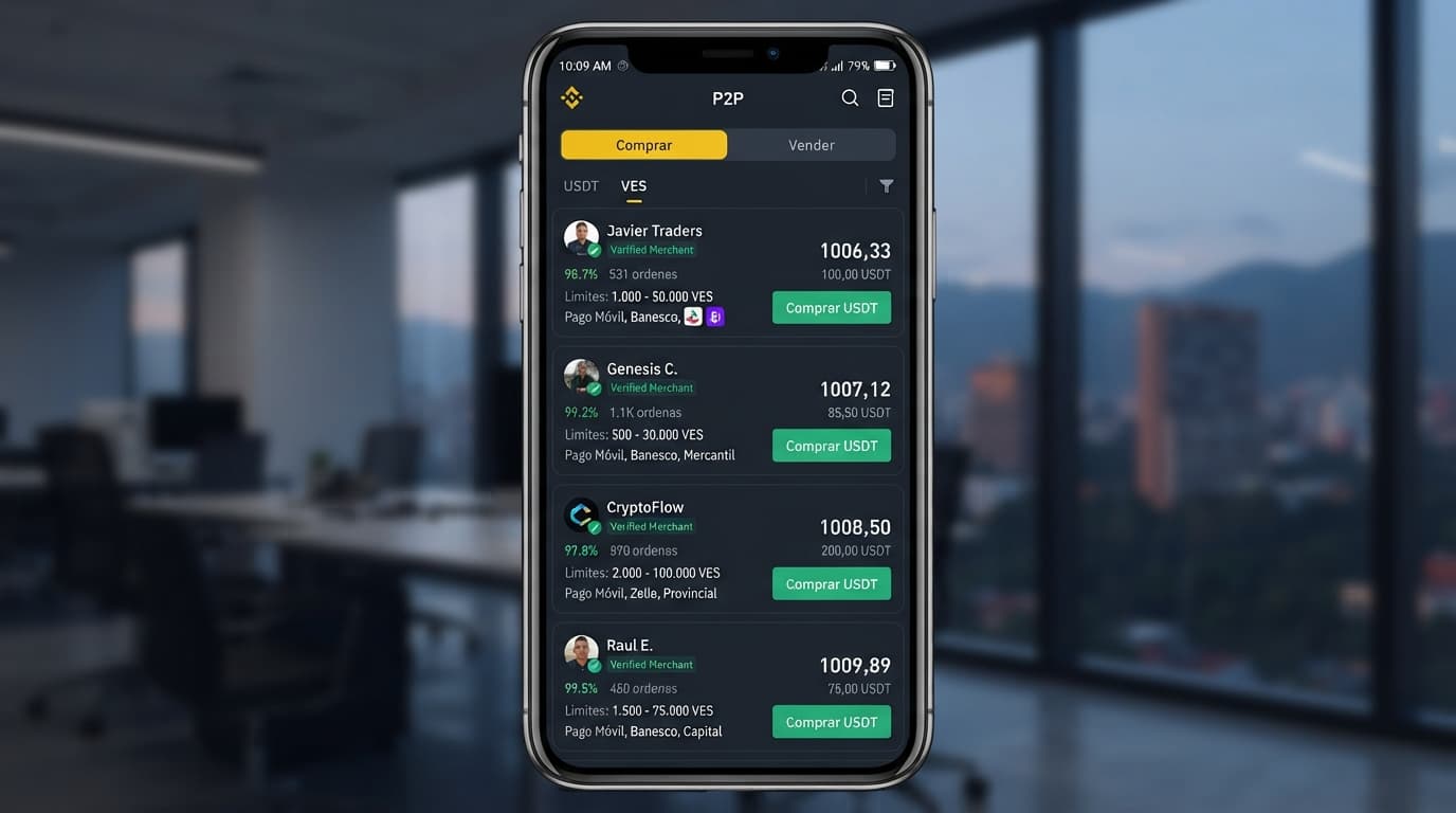 Liquidez P2P USDT/VES: 202 ofertas, prima de 15.07% y spread de 0.73% en BDV