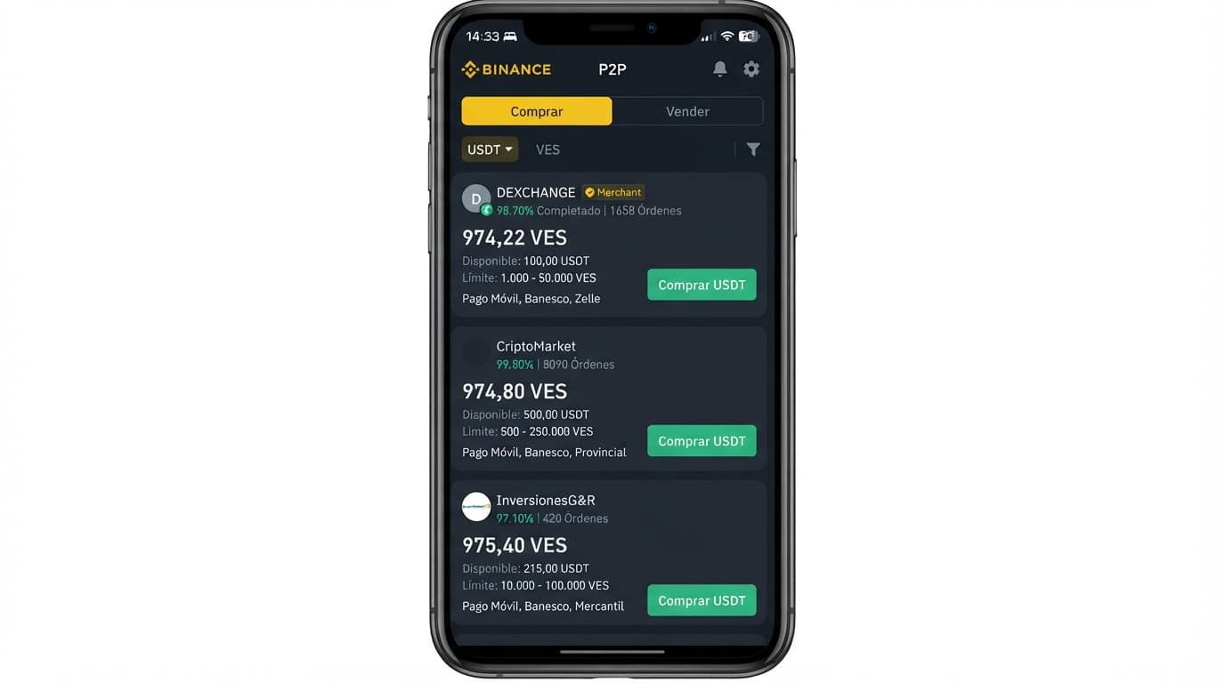 Order book P2P: la demanda de USDT presiona la prima frente al BCV