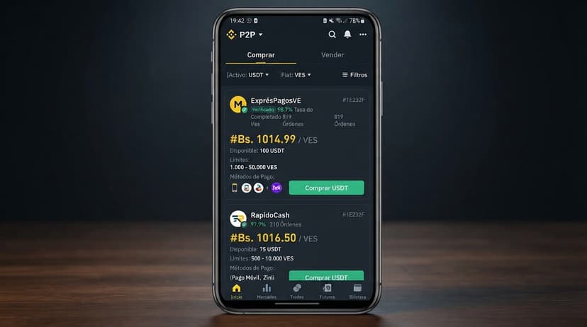 Order book USDT/VES: 599.716 USDT en compra y 84.819 en venta