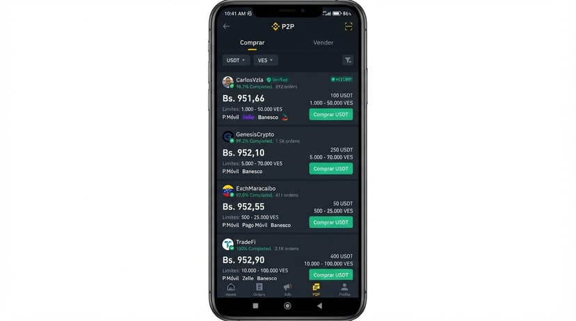Order book USDT/VES: spread de 0,04% en la punta y 2,81% promedio P2P