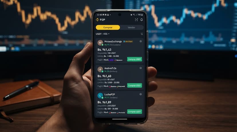 P2P USDT/VES: libro con spread de 0,19% y prima de 15,12% vs BCV