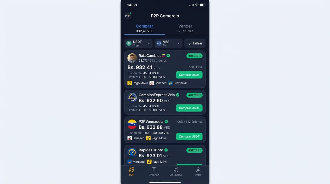 P2P Venezuela: Binance lidera liquidez, OKX vende USDT 3,28% más caro