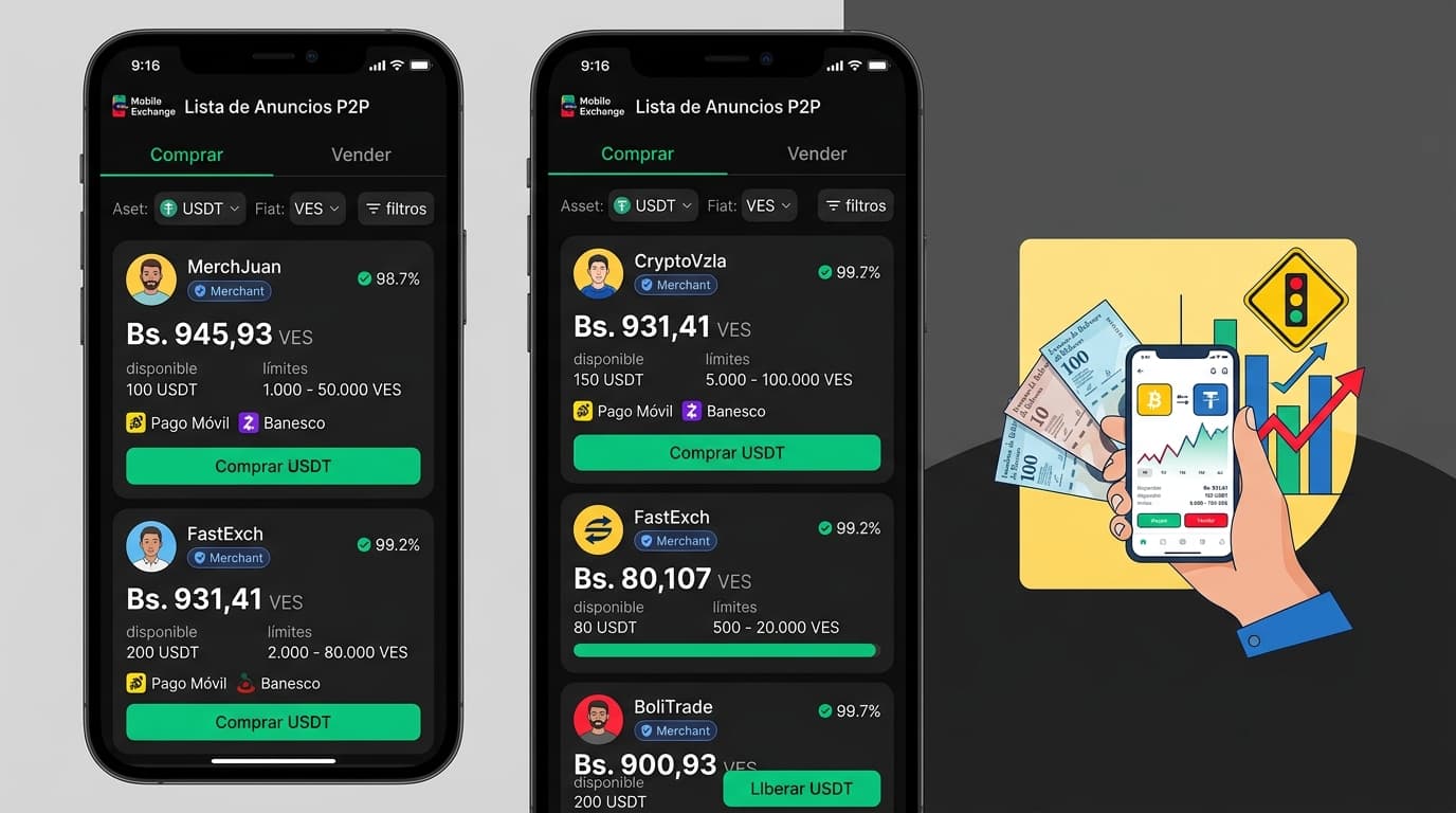Premium del USDT P2P alcanza 22,8%: brecha récord frente al BCV