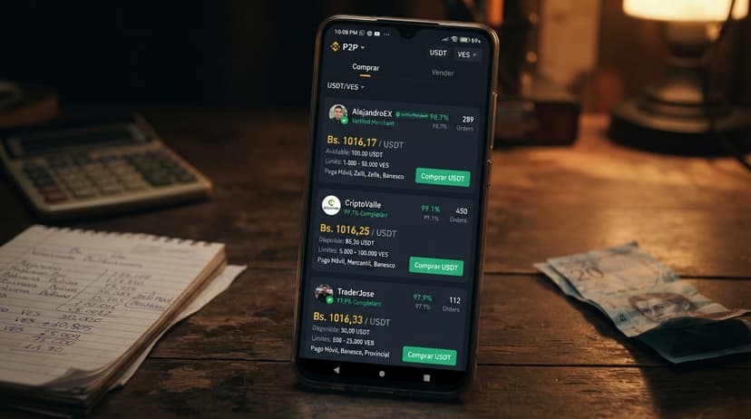 Prima del USDT P2P llega a 17,06% frente al BCV: qué cambia en bolívares