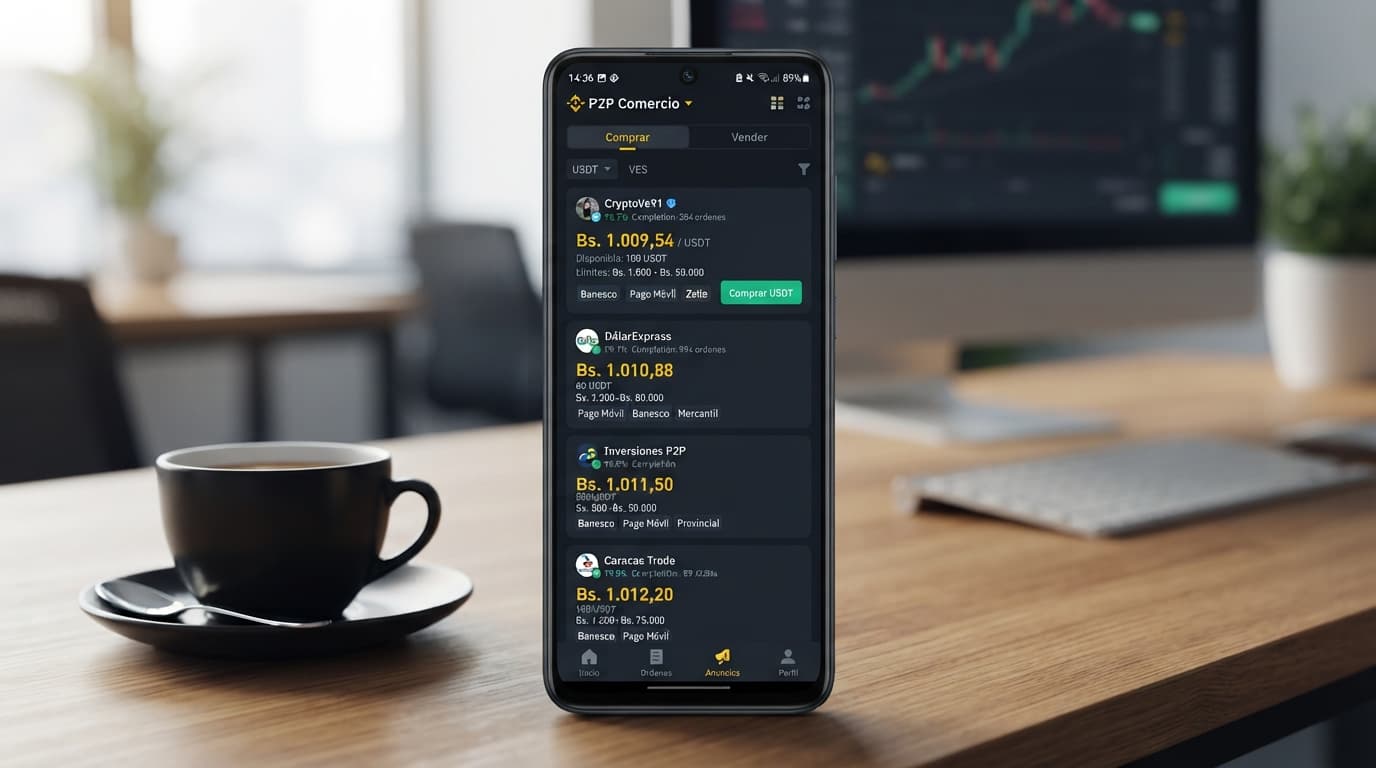 Prima P2P de USDT se reduce al 13.5% frente al dólar BCV en Venezuela