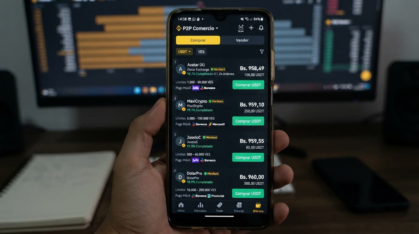 Qué revela el libro de órdenes USDT/VES: spread 4,66% y prima 13,41%