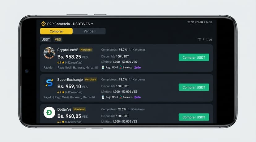 Radar P2P 2,86% vs. order book 0,02%: cómo leer la brecha en USDT/VES