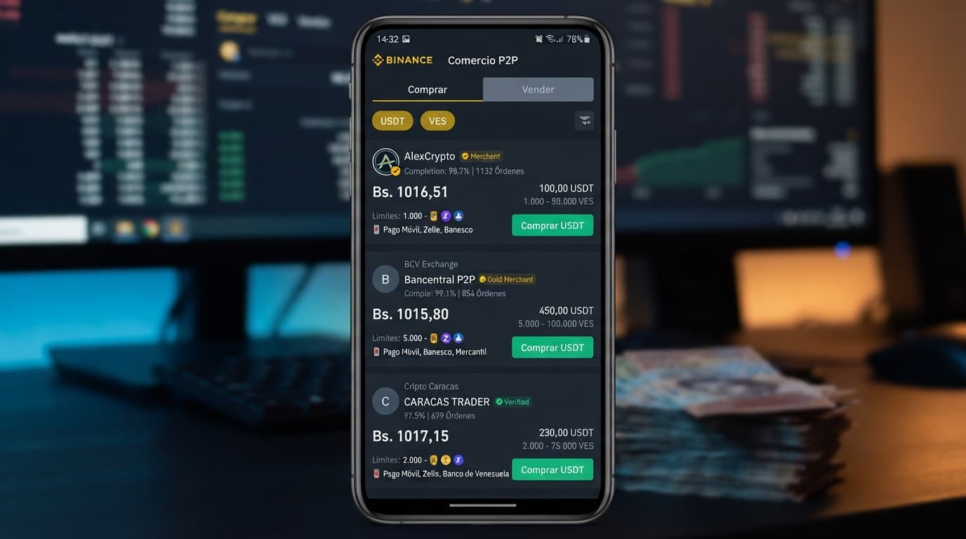 Radar P2P vs. order book: por qué el USDT marca 1.034,29 y el libro 1.013,12