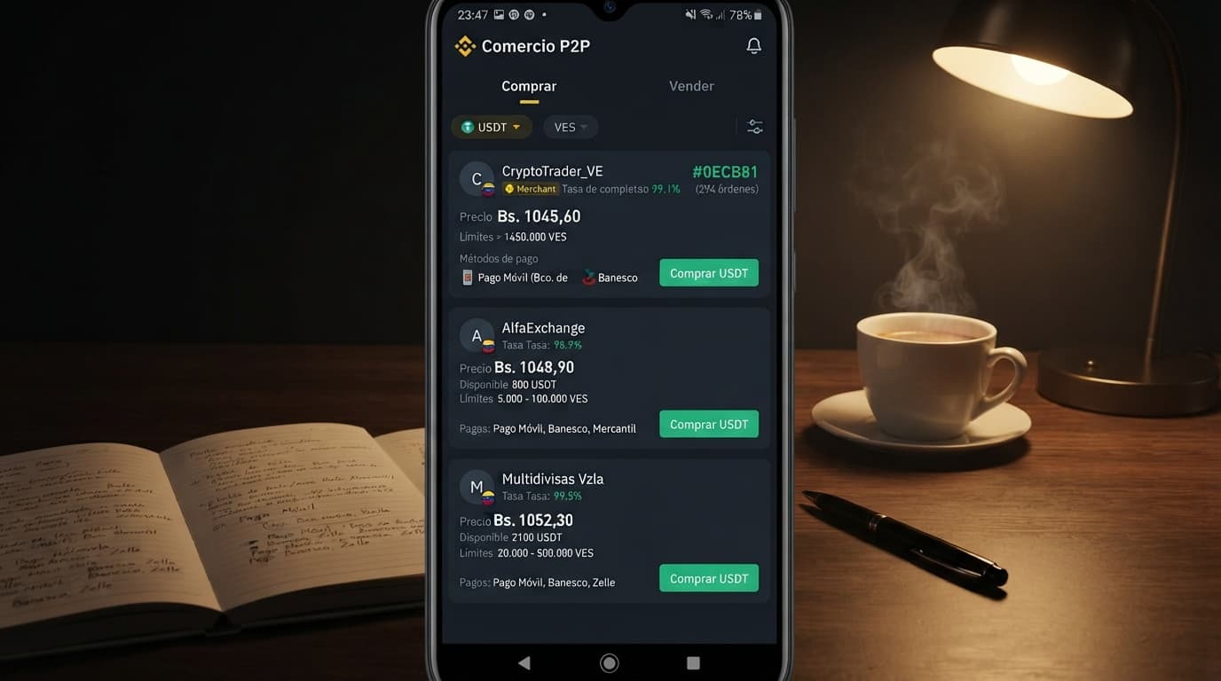 Semáforo 3,17% vs order book 0,19%: leer el P2P USDT/VES