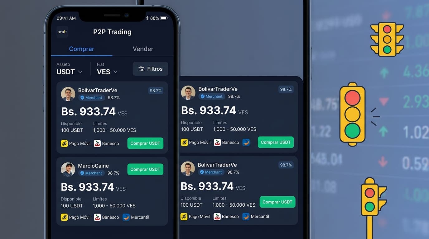 Semáforo P2P en amarillo: spread de 4,27% y alta liquidez en el mercado USDT/VES