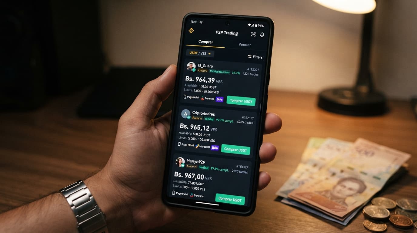 Semáforo P2P en amarillo: USDT a Bs. 971,32 con spread de 2,63%