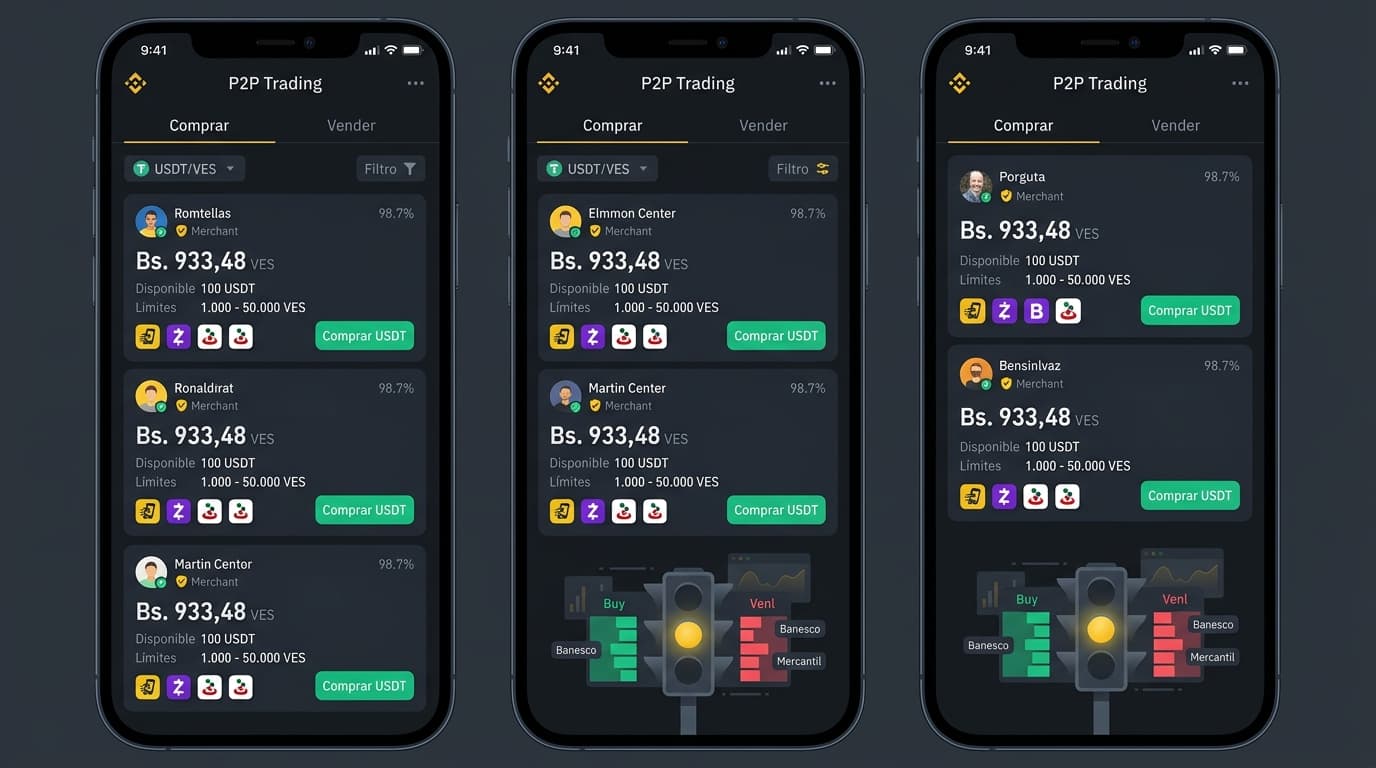 Semáforo y Order Book: Cómo operar USDT P2P en Venezuela sin errores