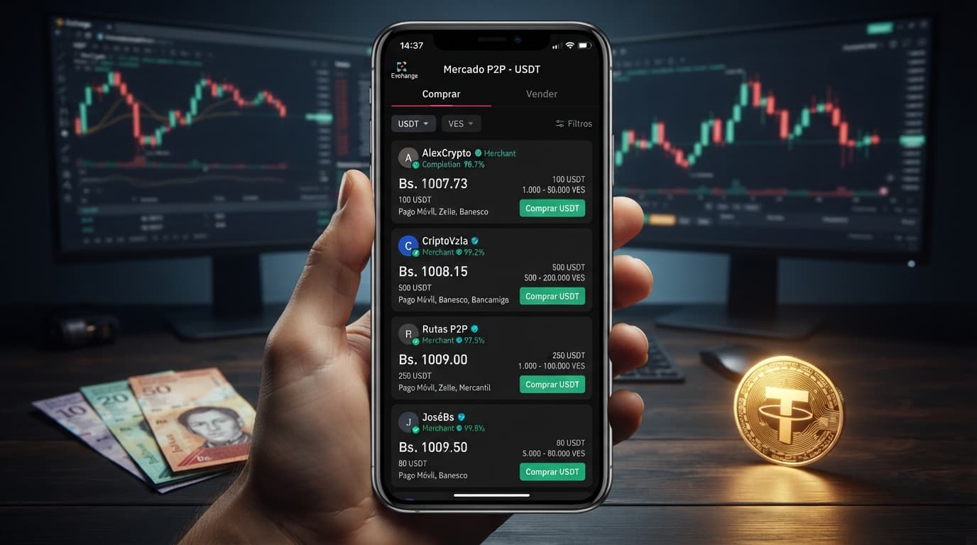 Spread de 2.14% entre Binance y OKX marca la jornada del comercio P2P hoy