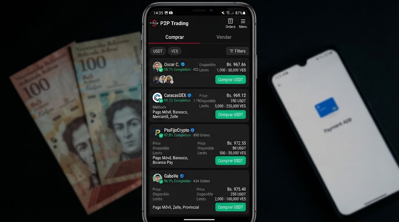 Spread del 4,03% y liquidez P2P en Venezuela: radiografía del mercado USDT/VES