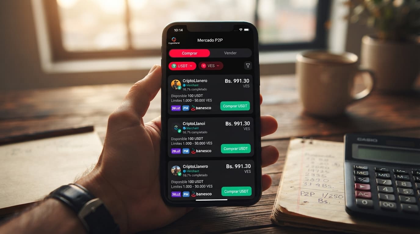 Spread del USDT P2P llega a 5,09% y la prima vs BCV toca 14,72%