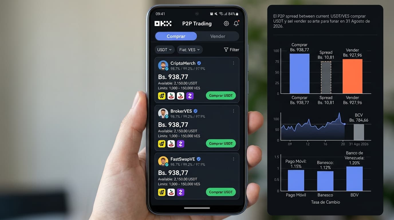 Spread P2P: qué es, cómo calcularlo y usarlo para operar USDT/VES