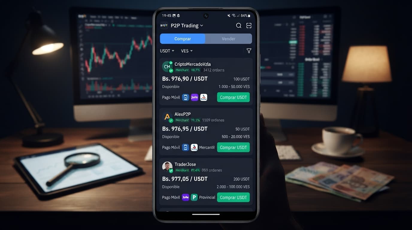 Spread USDT P2P: 2,47% agregado, 0,09% real y prima 12,5% vs BCV