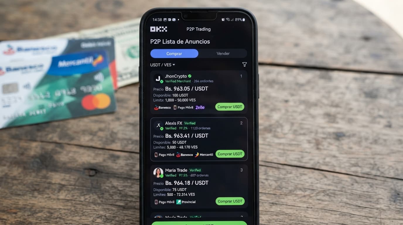 Spread USDT/VES de 2,63% y prima de 19,5% ante BCV: así impacta la operativa P2P