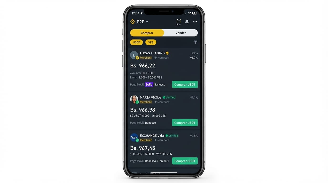 Tasa de pizarra vs. precio ejecutable: profundidad del USDT P2P en Venezuela