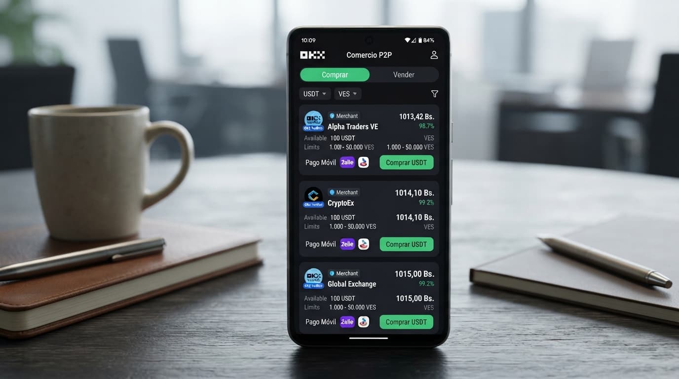 Tutorial de comercio P2P de USDT con Pago Móvil: spread de 3.84% en Venezuela