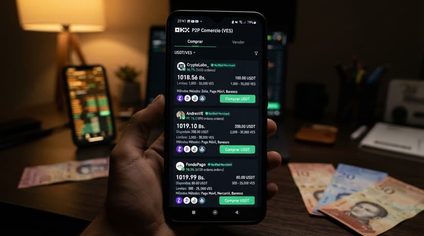 USDT en P2P: prima de 16,88% sobre el BCV y spread real de 1,74%