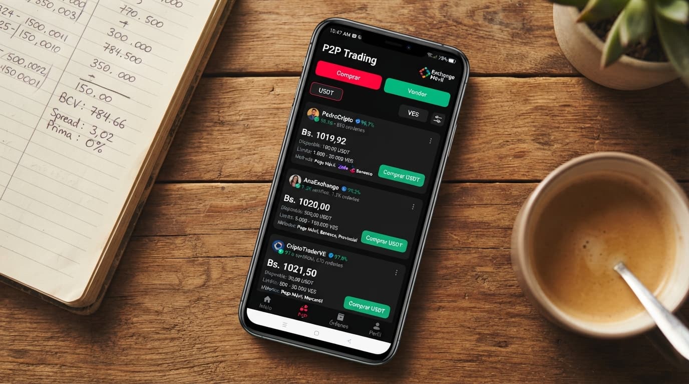 USDT P2P: el spread agregado marca 3,55% y el libro real opera en 0,1%