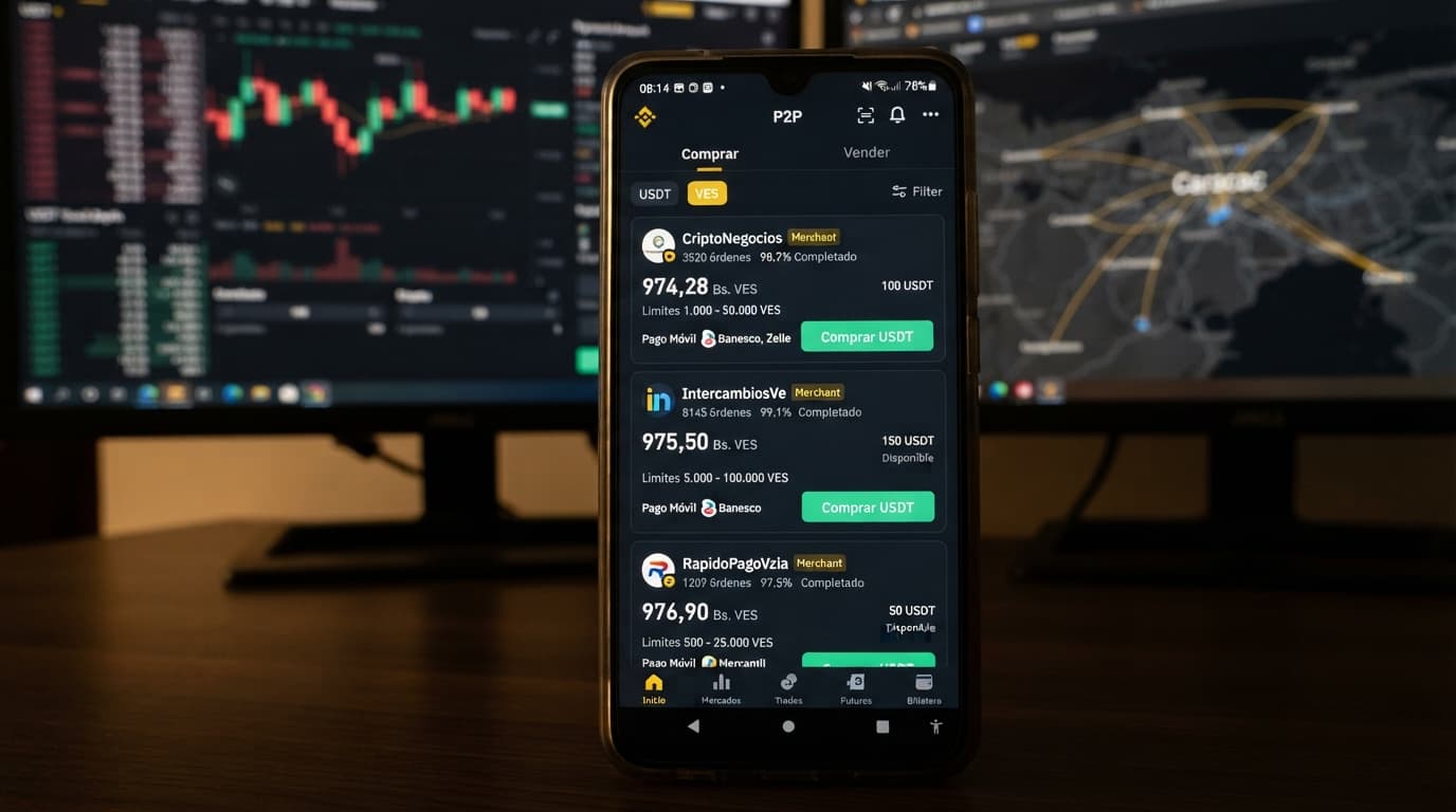 USDT P2P en Venezuela: prima de 15,16% y order book con 0,25% real